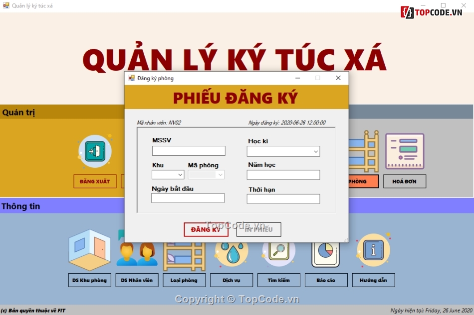 win form C#,SQL,Kí túc xá,Sinh viên,Báo cáo