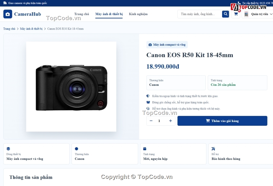 website,bán website,web bán máy ảnh
