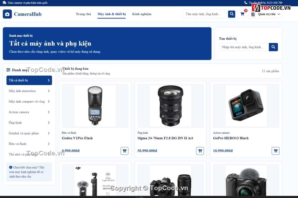 website,bán website,web bán máy ảnh