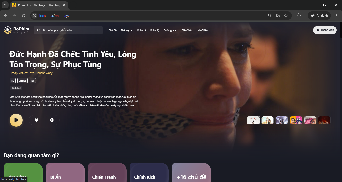 Web xem phim,giao diện đẹp,wordpress,giao diện wordpress,wordpress đẹp,rophim