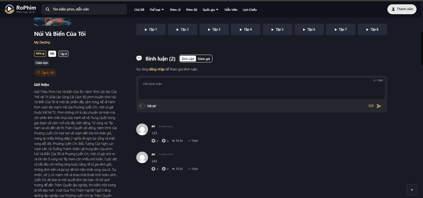 Web xem phim,giao diện đẹp,wordpress,giao diện wordpress,wordpress đẹp,rophim