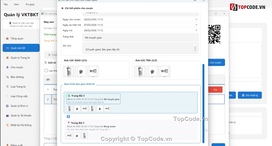 QR,QR code,phần mềm quản lý kho,quản lý vật tư,quản lý trang bị