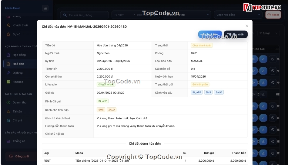 Phần mềm quản lý nhà trọ,nhà trọ,code quản lý nhà trọ,app quản lý nhà trọ