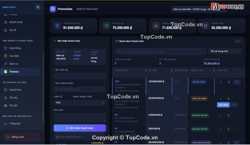 Phần mềm quản lý nhà trọ,nhà trọ,code quản lý nhà trọ,app quản lý nhà trọ