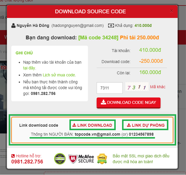 Hướng dẫn tải code có phí Hướng dẫn tải code, tải code có phí trên topcode.vn, tải code topcode.vn, mua code có phí