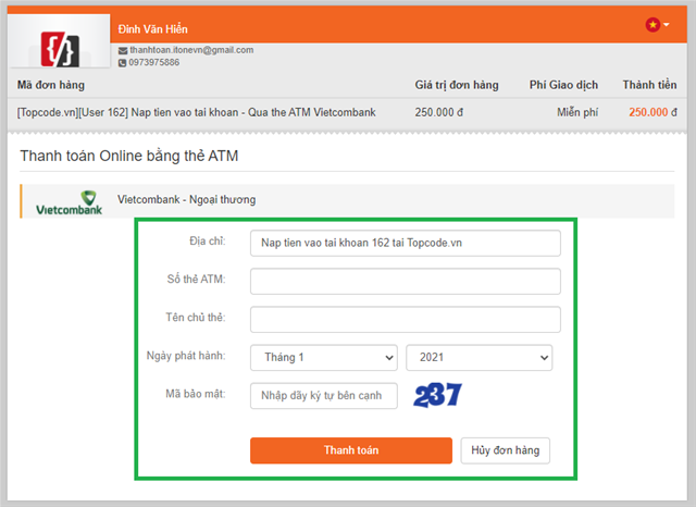 Hướng dẫn nạp tiền vào tài khoản Hướng dẫn nạp tiền, nạp tiền topcode, nạp tiền vào tài khoản, nạp tiền