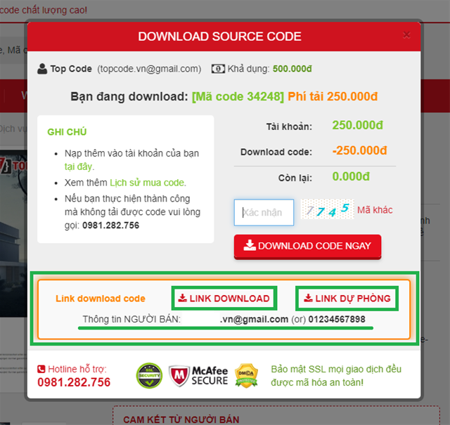 Hướng dẫn tải code có phí Hướng dẫn tải code, Tải code có phí trên Topcode.vn, Tải code Topcode.vn, Mua code có phí